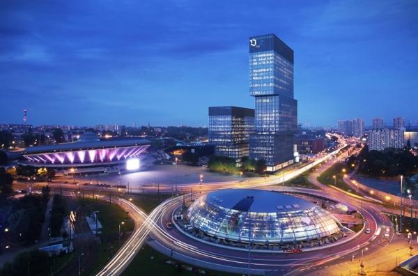 Dwie wieże w centrum Katowic