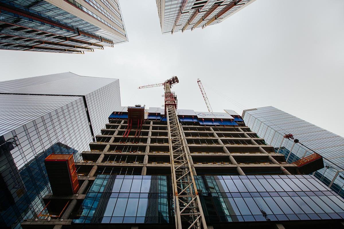 Budowa biurowca Skyliner II na półmetku