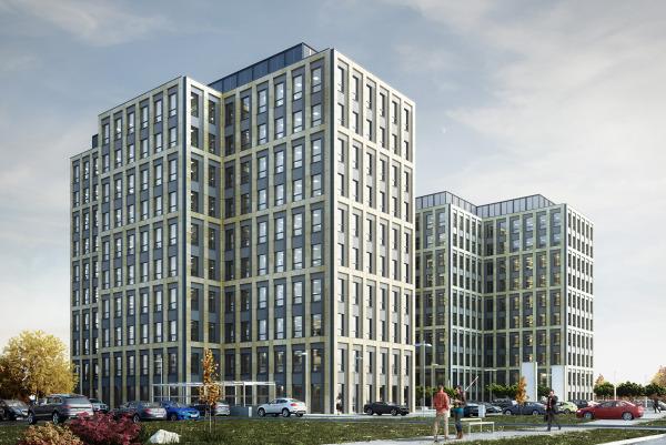 Na Symetris Business Park w Łodzi zawisła wiecha (wideo)