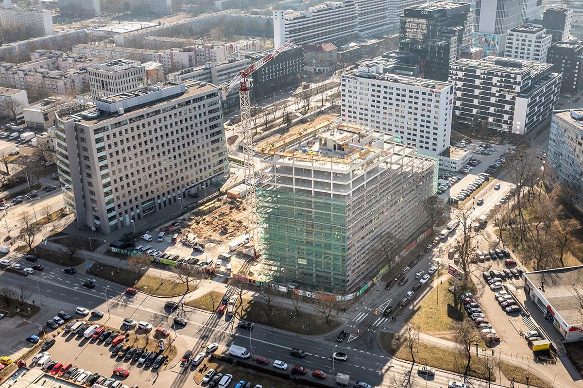 Gotowa konstrukcja biurowca Swobodna SPOT we Wrocławiu